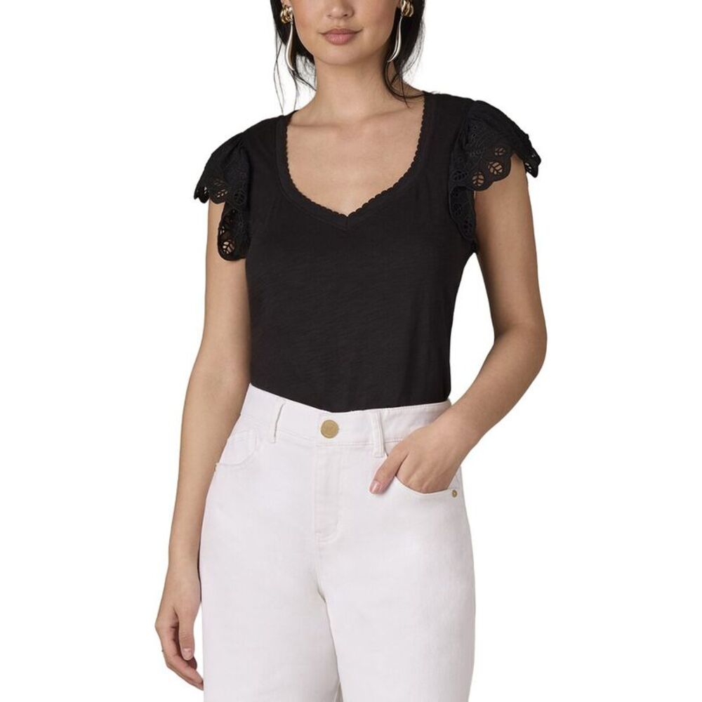 Wit & Wisdom Womens  Mixed Media Knit Top, Black